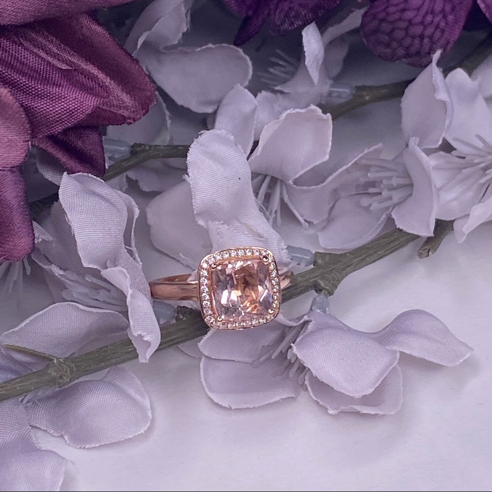 3ct morganite, diamond & rose gold engagement ring
